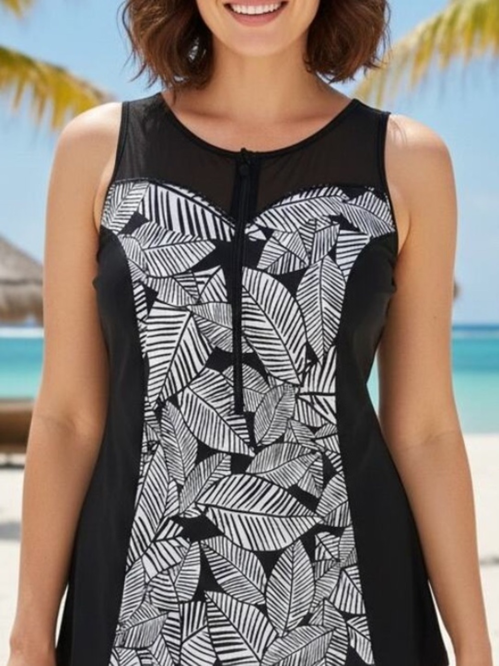 EUC, Cacique, Black and White Print Swim Set, T 18, B 20